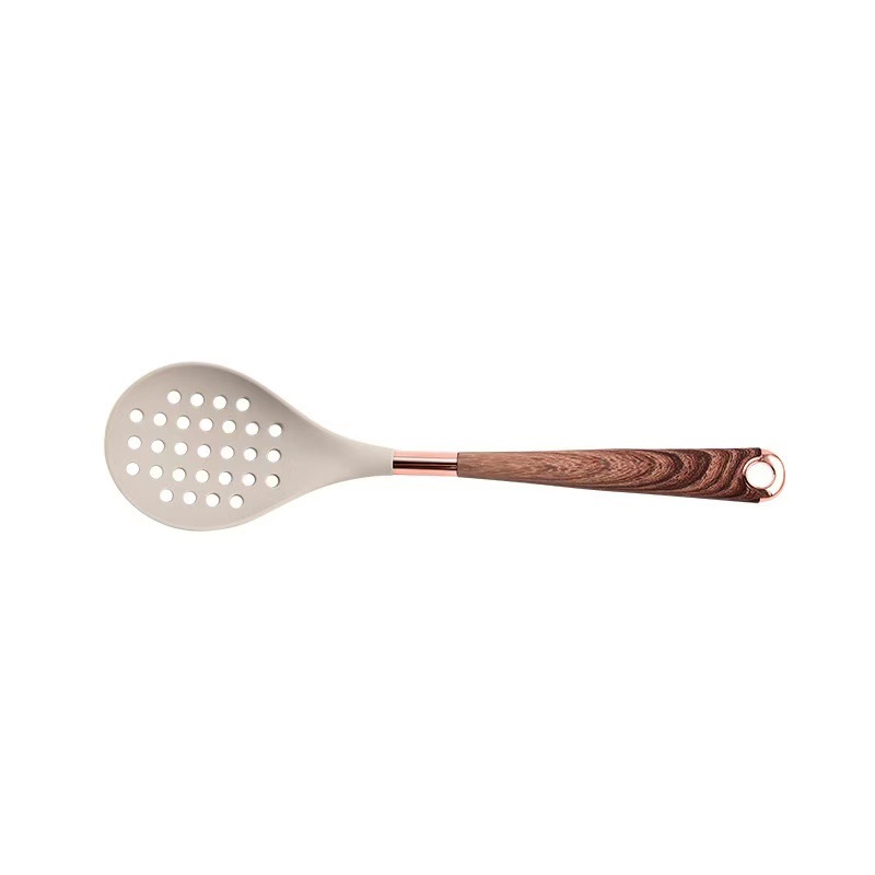 Nuevo conjunto de cocina de silicona transfronteriza 11 piezas de mango de madera chapado en oro no pegajoso de silicona 10 piezas en stock