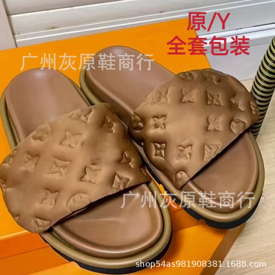 Burro casa zapatillas de velcro de suela gruesa mujer 2024 nuevo estilo exterior moda antideslizante mezclilla letras chanclas comercio exterior