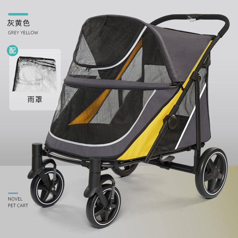 Carrito para mascotas de Amazon, un carrito ligero y plegable que puede transportar varios gatos y perros al salir, venta al por mayor transfronteriza