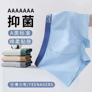 青少年内裤男纯棉抑菌男生发育期平角裤男孩中大童初中高中四角裤