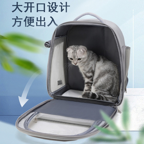 Factory Directly Supplied Double-Shoulder Pet Backpack Large Capacity Portable Outdoor Cat Backpack Oxford Cloth Cat Backpack