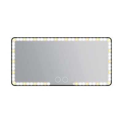 mirror HD ultra-thin makeup mirror – Sun visor rearview mirror - black-shell-two-color-double-buttons