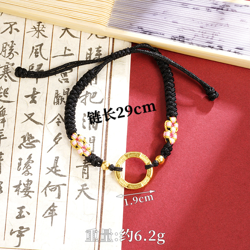 Antiguo collar de oro de arena vietnamita, accesorios de pulsera de anillo de bendición de lujo ligero, joyería de alta gama de nicho retro femenino