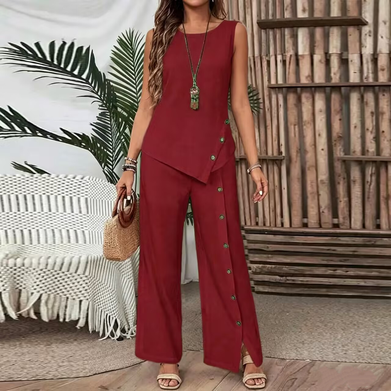 Sleevless, burgundy