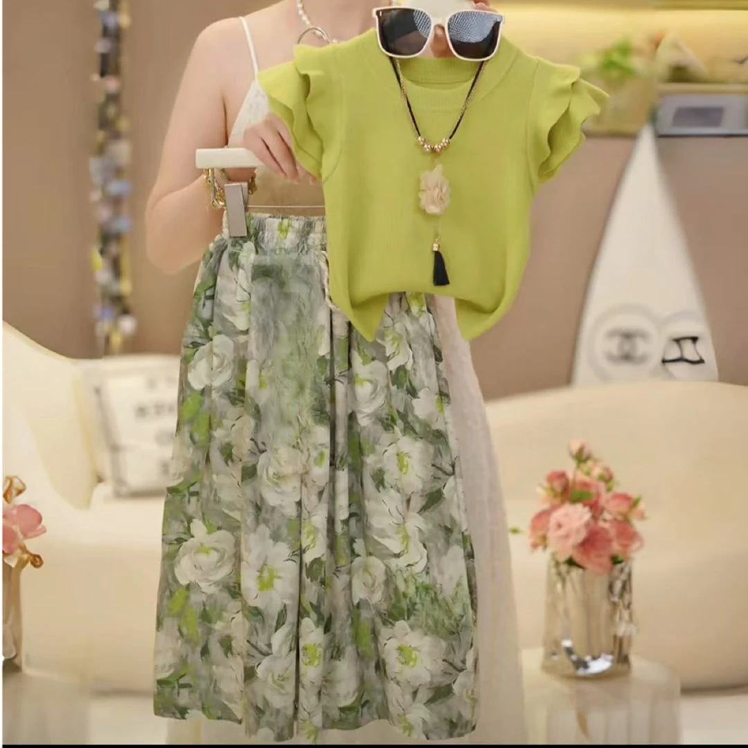 Summer sleeves, children's set, cotton T-shirt, trousers, (Physicals), with short sleeve, floral print 2