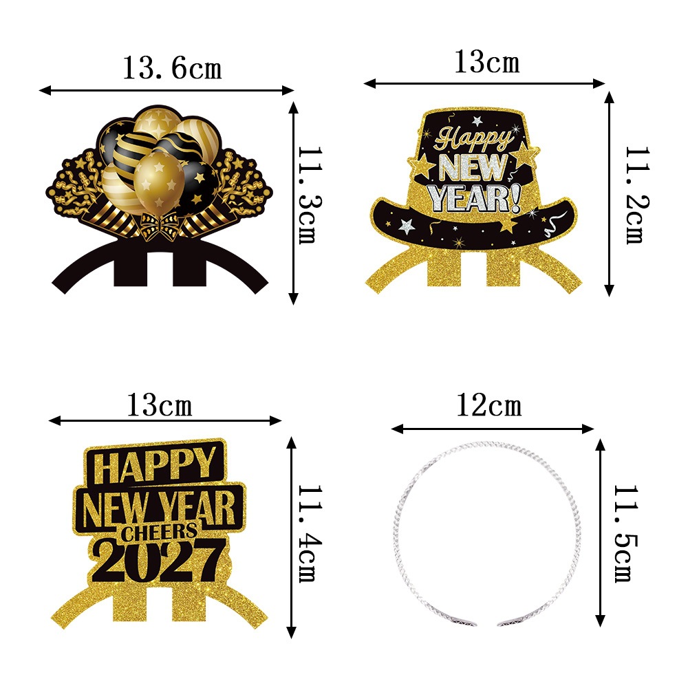 Transfronterizo día de Año Nuevo Fiesta decoración diadema accesorios para el cabello Feliz Año Nuevo diadema Año Nuevo decoración suministros