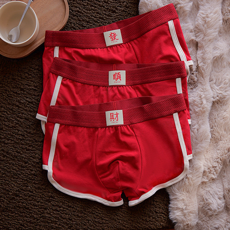 Pantalones interiores de algodón antibacteriano de hombre, pantalones interiores rojas de ángulo plano, pantalones interiores deportivas de alta calidad de hombre, pantalones interiores de hombre