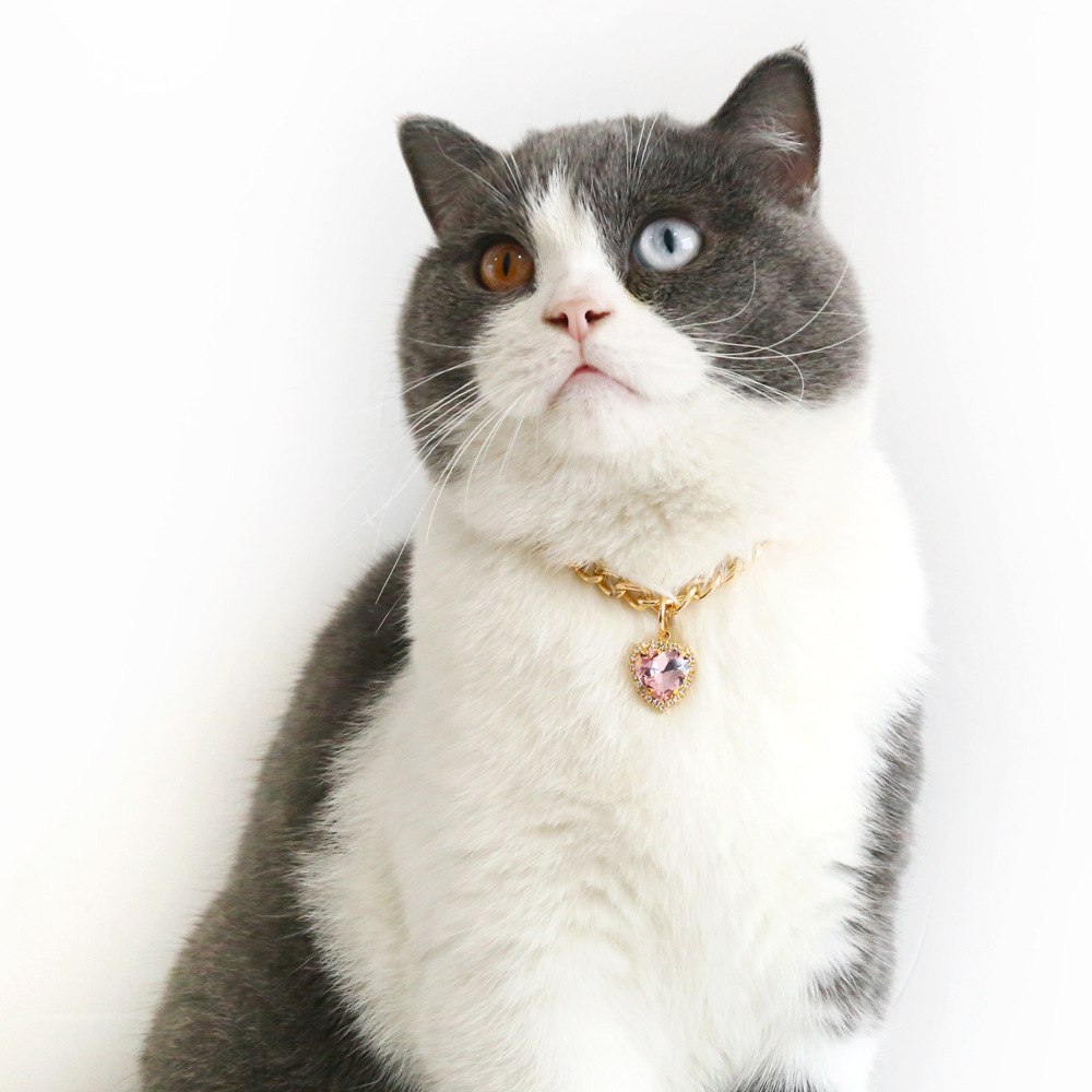 Comercio exterior mascotas gatos perros princesas metal amor diamante gemas collar ajustable collar de fiesta de cumpleaños colorido