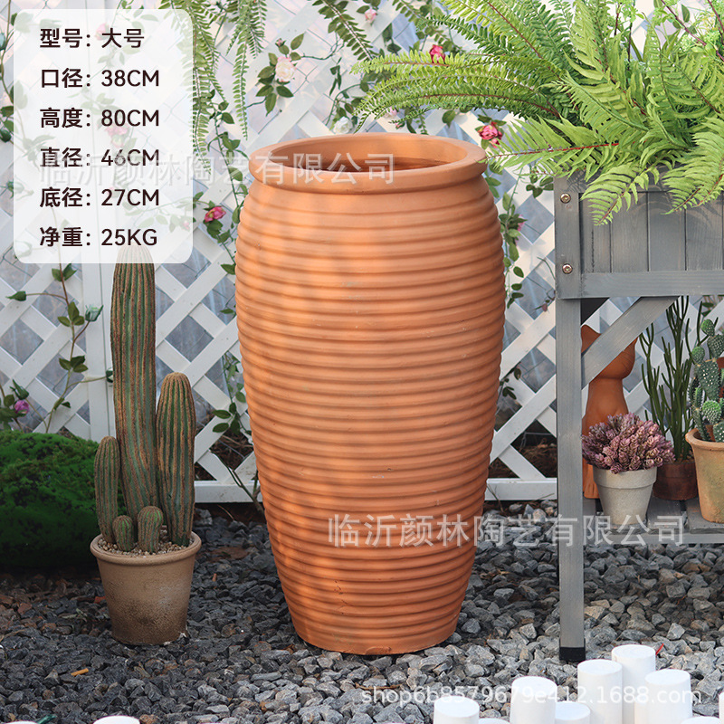 Paisaje de maceta de cerámica roja gran maceta de cerámica roja ventilada maceta de adobe jardín decoración gran maceta de cerámica plantación de flores