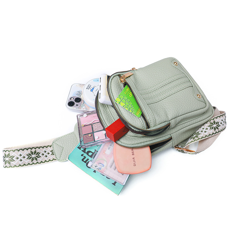 Bolso de Pecho para Mujer, Tendencia de Moda Transfronteriza, Textura de Cuero PU Suave, Bolso Cruzado, Bolso de Pecho, Informal para Exteriores, con Múltiples Compartimentos, para Teléfono