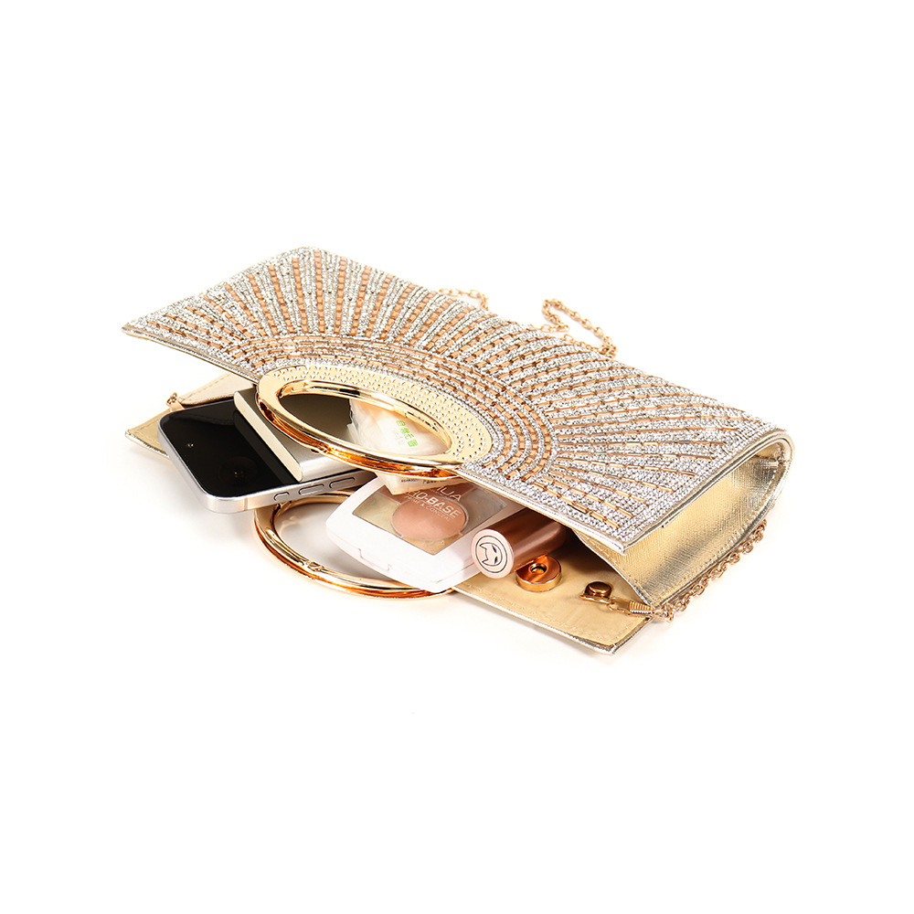 Evening Handbag Shiny Rhinestone Striped Clutch For Weddings_voghion.com