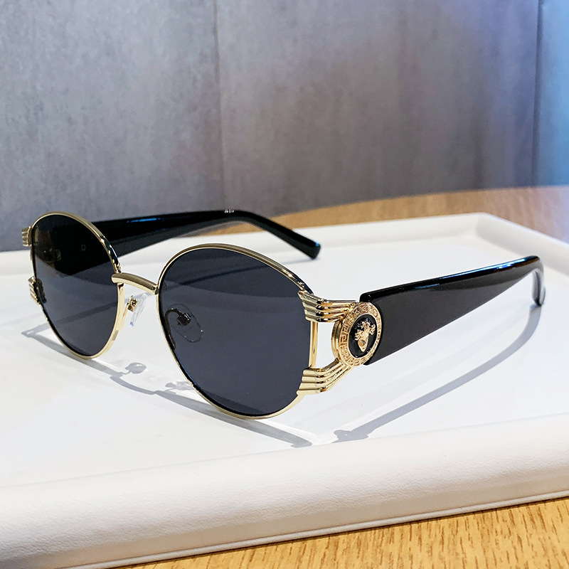 2026时尚椭圆形太阳眼镜女欧美风ins小红书同款金属墨镜潮男