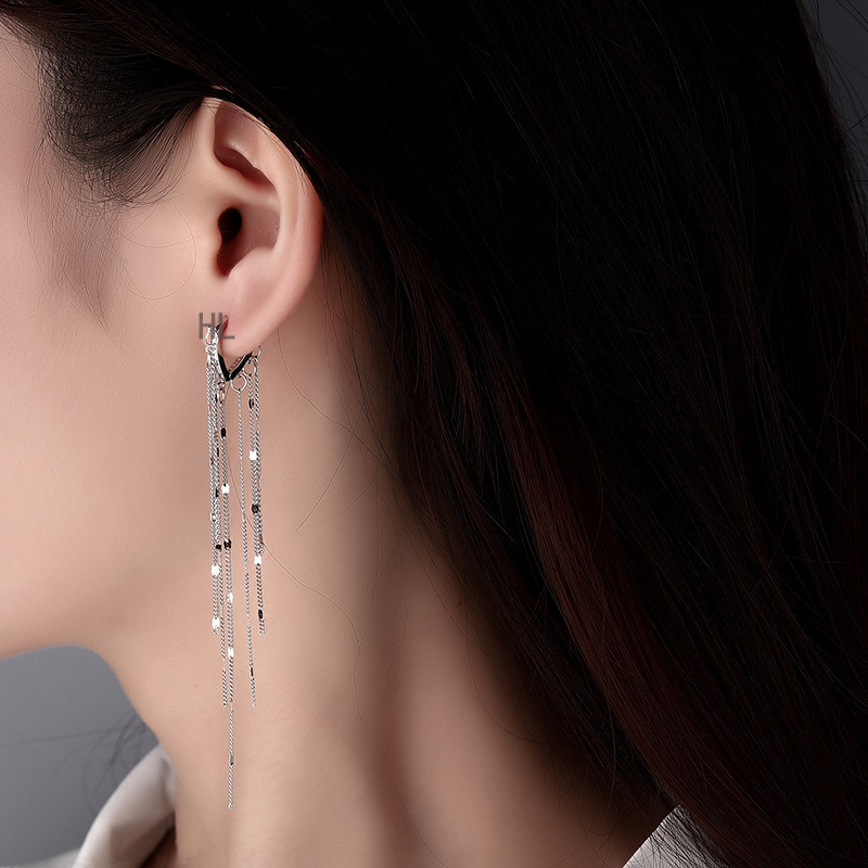 Plata de ley 925 nuevos productos Pendientes de amor de estilo de lujo ligero Moda de lujo ligero Pendientes largos de alta gama Pendientes con borlas Versión coreana