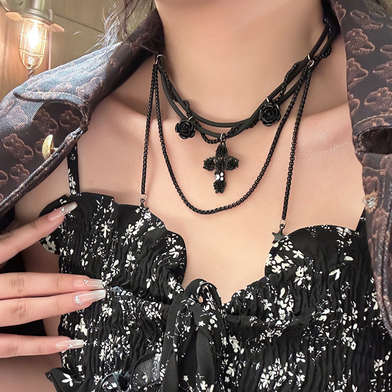Black brand necklace