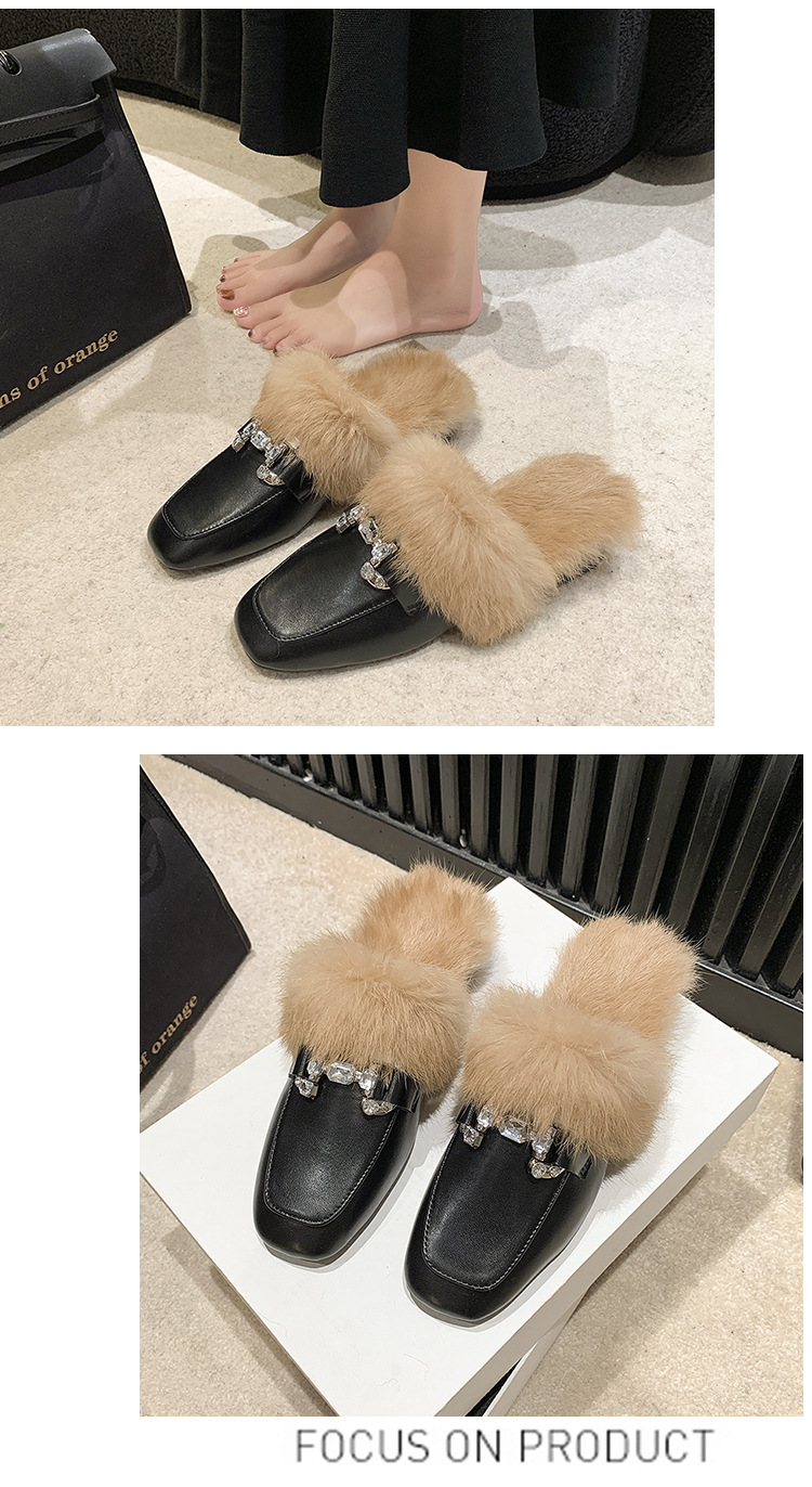 Damesschoenen Baotou halve pantoffels voor dames herfst en winter outdoorkleding nieuwe muiltjes slip on lazy furry schoenen katoenen pantoffels_voghion.com