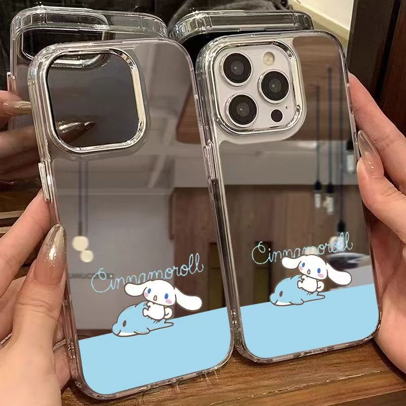Shark Cinnamoroll silicone mirror case for Samsung S26 Ultra, S23, S22+, cute S21, iPhone 17 Shark Cinnamoroll silicone mirror case for Samsung S26 Ultra, S23, S22+, cute S21, iPhone 17