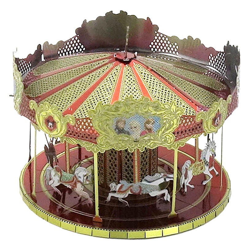 Modelo loco carrusel todo metal acero inoxidable modelo de ensamblaje de bricolaje juguete de rompecabezas tridimensional sin pegamento