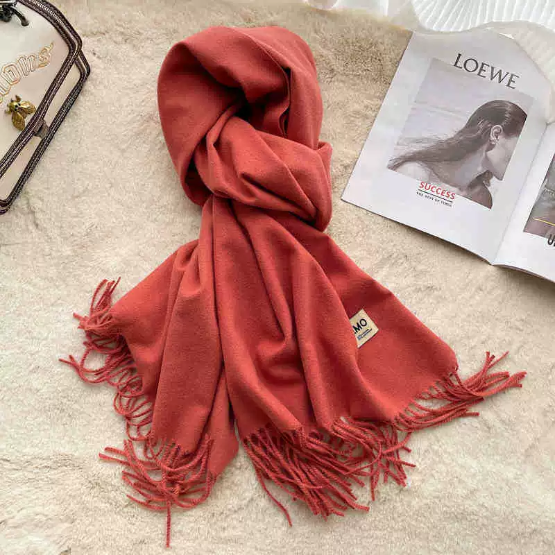 Colored winter scarf, red cashmere, keep warm universal cloak, increased thickness