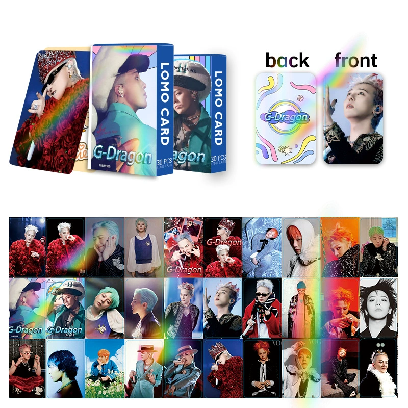 Лазерная флэш-карта G-Dragon GD двусторонняя фотокарточка LOMO карта в коробке цветной печатной фото-карты фан поддержка инс карта