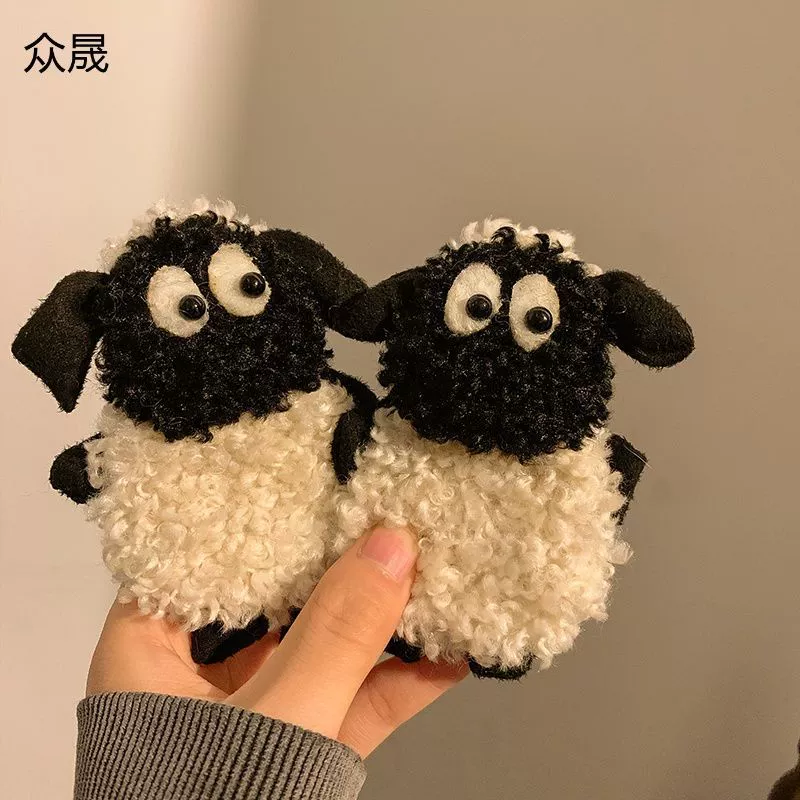 Милая мультяшная заколка для волос из овечьей шерсти, осенне-зимняя плюшевая BB-клипса, пушистая детская боковая челка, головной убор с зажимом