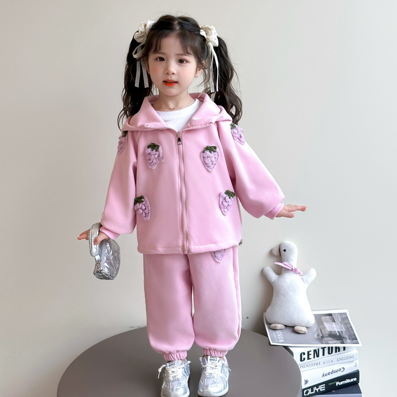 秋季套装儿童女童两件套2025新款连帽拉链儿童百搭中小童时尚童装|undefined