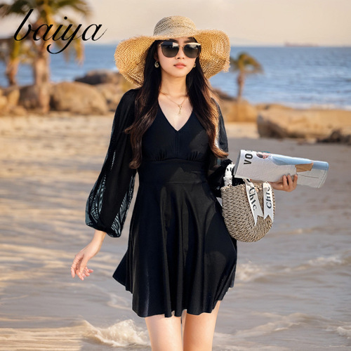 Women's Separate Solid Color Conservative Flat Hip Skirt Style Fashion High-end Slimming Belly Covering Casual Vacation Swimsuit Wholesale