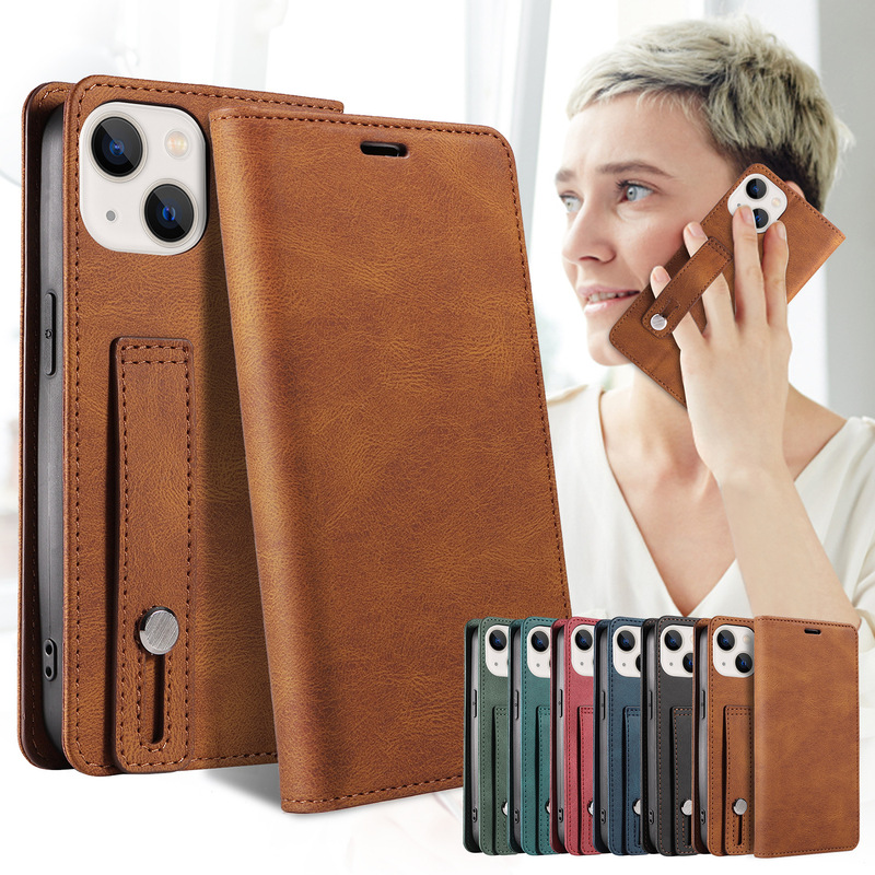 Suitable for iPhone 17 Pro Max Phone Case with Wrist Strap, Apple 16 Phone Leather Case, 15 New Flip Cover Protective Case Suitable for iPhone 17 Pro Max Phone Case with Wrist Strap, Apple 16 Phone Leather Case, 15 New Flip Cover Protective Case