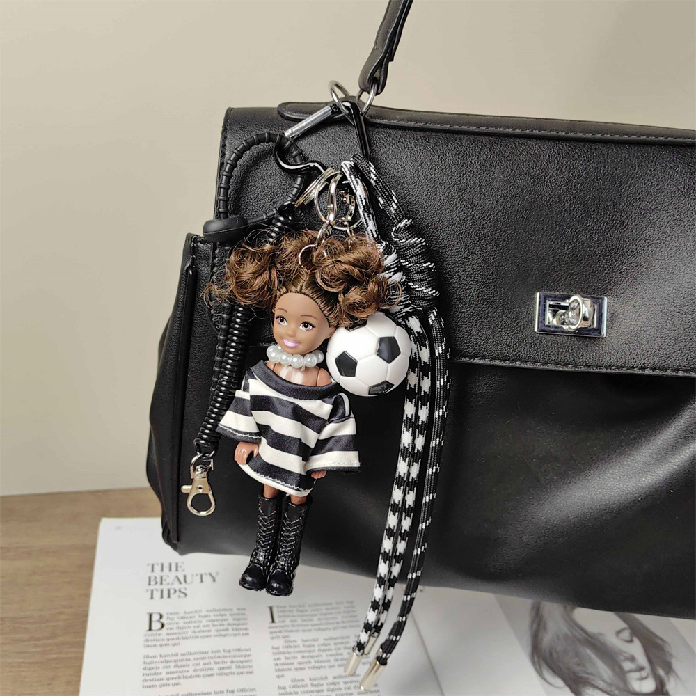 Daily Occasion Imitation Pearl, plastic, Polyester Material 1 Piece Imitation Pearl Plastic Polyester Doll Stripe Football Heart Clasp Closure Bag Charms