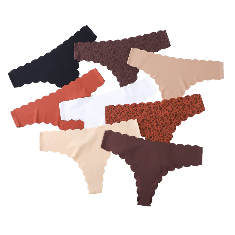 Amazon AliExpress Women's Panties One-Piece Ice Silk No Mark Print Leopard Invisible Quick-Dry thong in stock