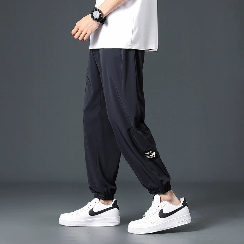 Брюки для мужчин Летние тонкие сухие девятиочковатые мужские брюки свободные дикие летние спортивные и повседневные брюки