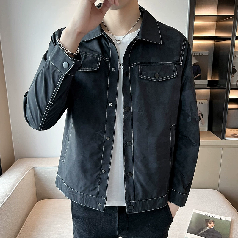 Куртка мужская осень 2023 Новая куртка больших размеров Корейская Повседневная куртка с лацканами Мужская трансграничная Прямая продажа с фабрики