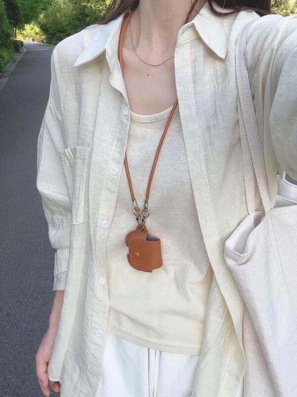 Dopamine versatile light apricot-colored sun protection shirt for women, summer thin loose-fitting, figure-flattering, casual style top Dopamine versatile light apricot-colored sun protection shirt for women, summer thin loose-fitting, figure-flattering, casual style top