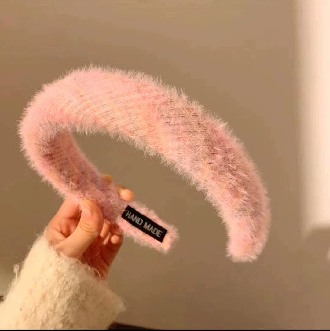 Уплотненная повязка на голову (в стиле Chanel) — фуксиевый бархат и варианты в клетку, аксессуар для душа с мягким шампунем