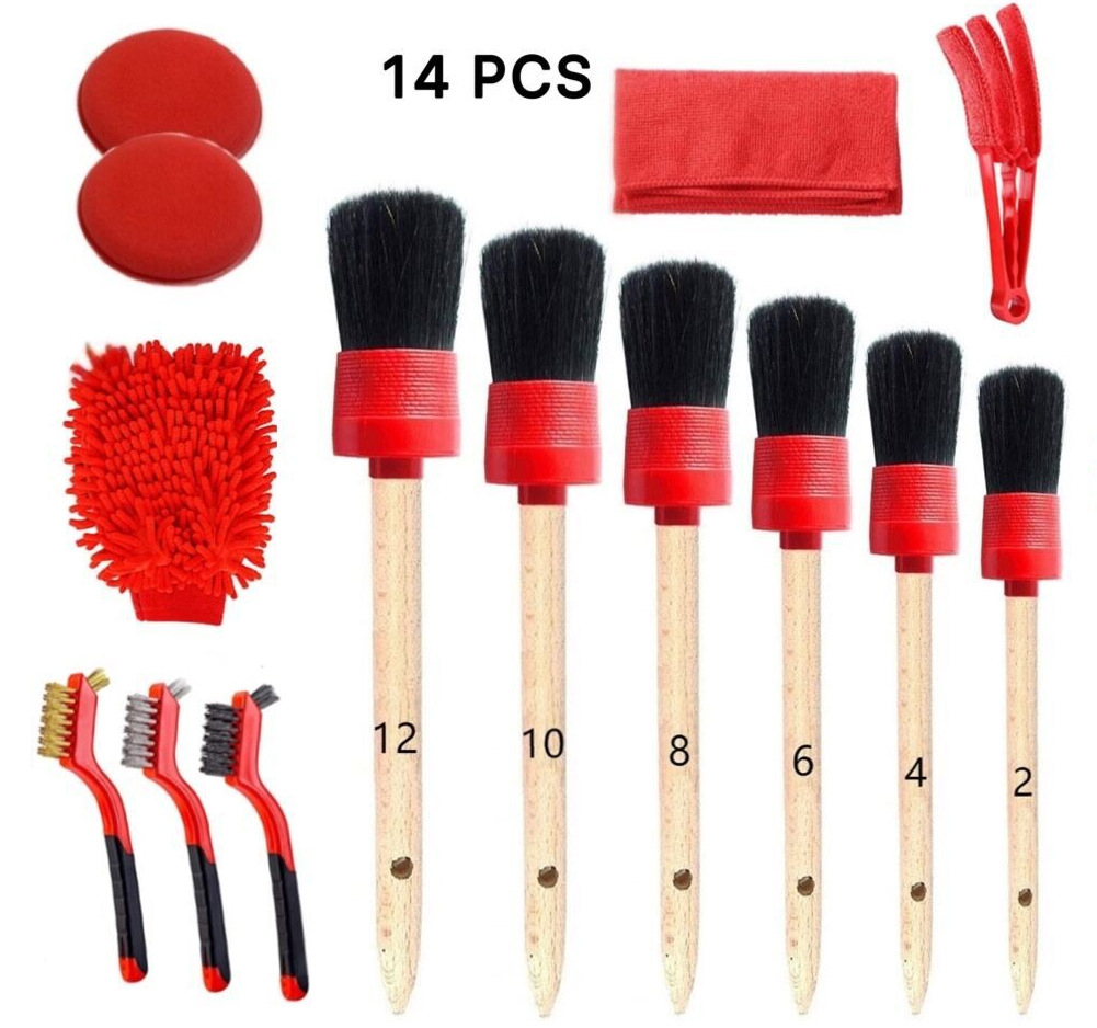 14件套汽车工具细节刷细纤维海绵空调刷钢丝刷清洁汽车