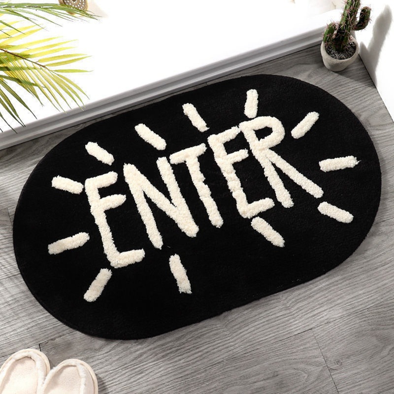 Nordic Imitation Cashmere Letter Solid Color Bathroom Floor Mat for Home Bathroom Entrance, Absorbent and Easy to Care For, Can Be Shipped on Behalf of Others