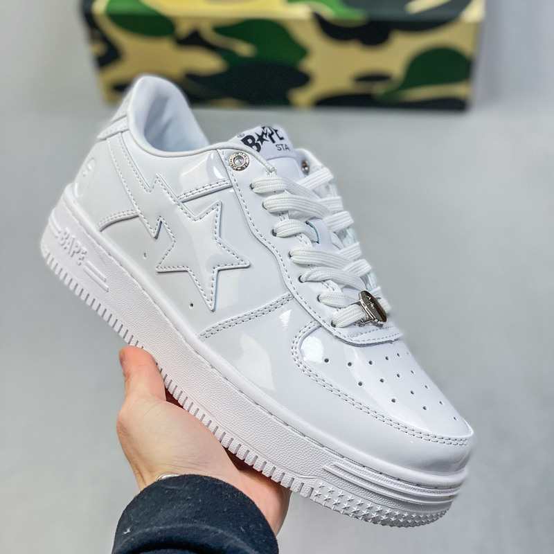 純正 BAPE パテントレザースニーカー猿頭光沢カジュアルシューズ安逸猿カップルストリート AF1 Sta スニーカー|undefined