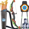 [Color box] Green light bow and arrow + 10 arrows + quiver + large support dart target + 3 bottles
