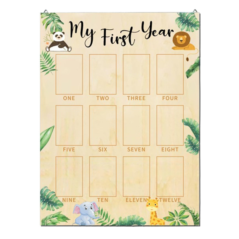 Tablero conmemorativo de hito de crecimiento de recién nacido de madera transfronteriza, pared de fotos de registro de crecimiento de bebé, foto de madre e hijo