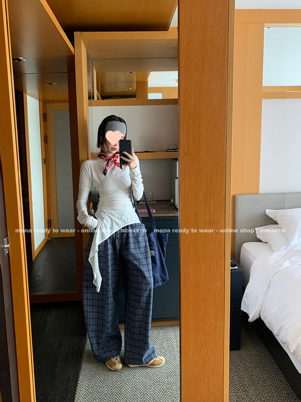 MONA 不对称设计 气质显瘦内搭打底衫长袖上衣女小个子 2025新款|undefined