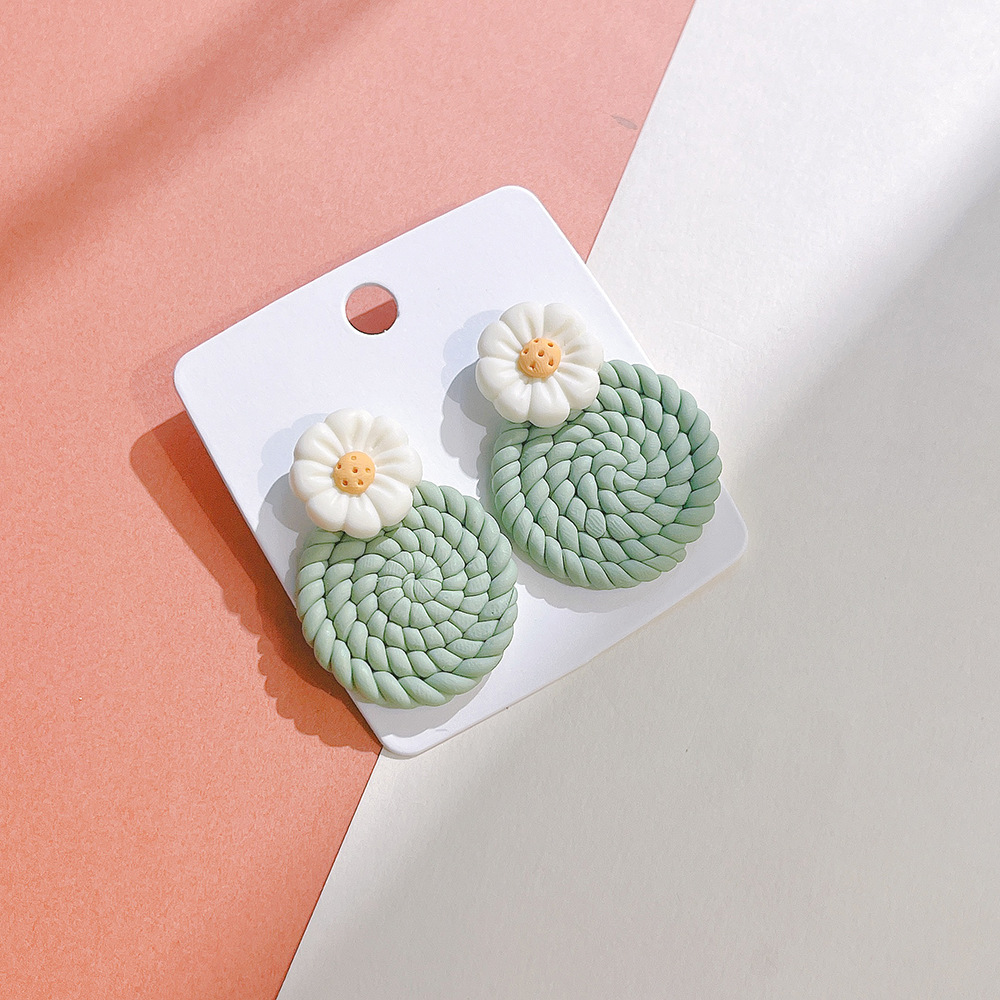 15g Weight Drop Earrings Classification 1 Pair Quantity Weekend Occasion soft clay Material Flower Pattern Women'S Gender Sweet Style Wholesale Jewelry 1 Pair Sweet Flower Soft Clay Drop Earrings 9