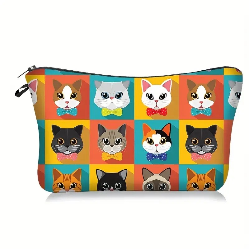 Transfronterizos Amazon maquillaje damas diseño creativo animal avatar maquillaje bolsa bolsa de almacenamiento lino cremallera impermeable