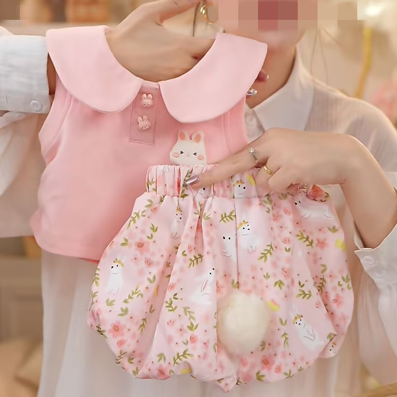 Children's Wear 2025 Summer Dress Girls' Short-sleeved T-shirt Children's Leisure Baby Two-piece Set suit 1-4 Years Old 2-3 Weeks June 9