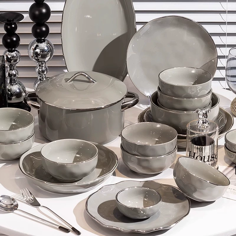 Set, ceramic tableware, light luxury style, high-quality style