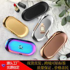 工場直接供給イン高価値ステンレス鋼ジュエリープレート化粧品金属プレート楕円形トレイ卸売