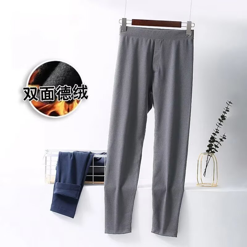 厂家批发便宜双面德绒男保暖单裤加绒防寒秋冬大码打底裤修身秋裤