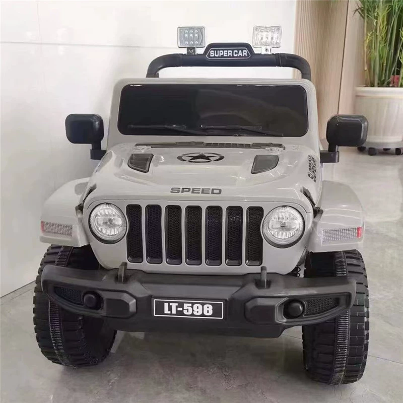 Электромобиль на батарейках 12В с пультом дистанционного управления, jeep для детей, кожаное сиденье и музыка, полноприводный