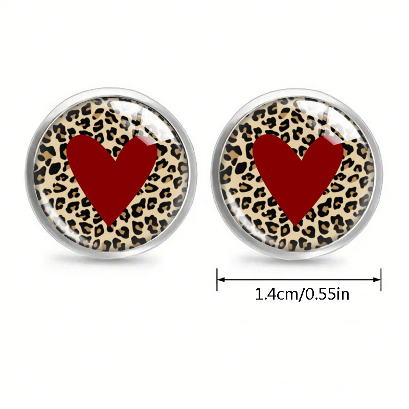 Boucles d'oreilles à imprimé léopard, style nouveau, avec pierres précieuses, verre et tige en acier inoxydable._voghion.com