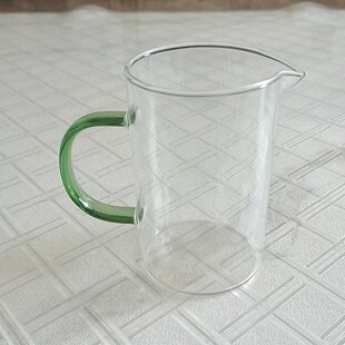 Manufacturer Customized Transparent Green Handle Fair Cup High Temperature Resistant Glass Tea Sea Large Kung Fu Tea Set Tea Divider Fair Cup