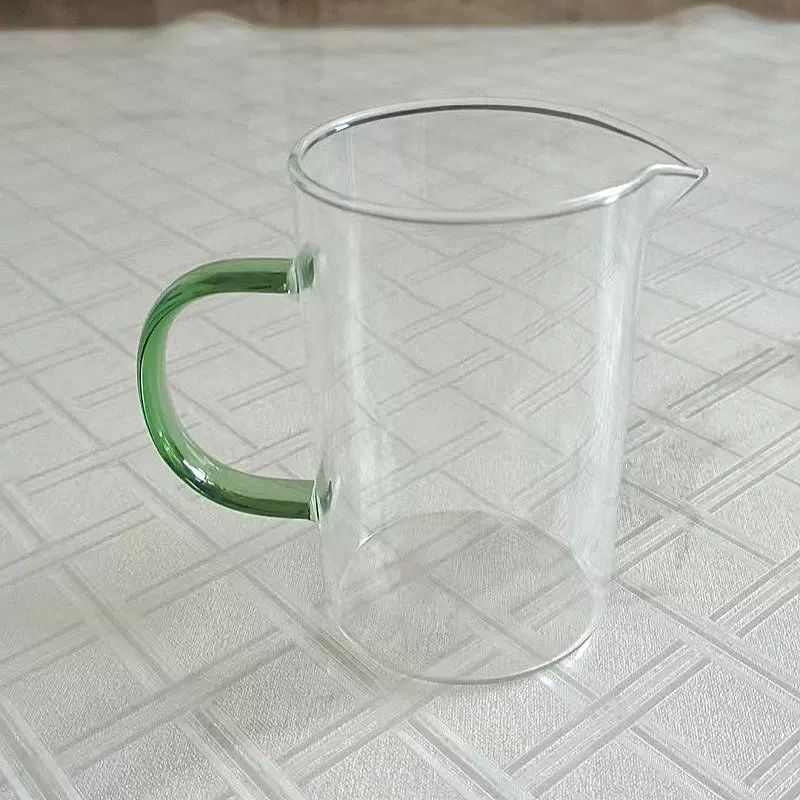 厂家定制透明绿把公道杯耐高温玻璃茶海大号功夫茶具分茶器公道杯