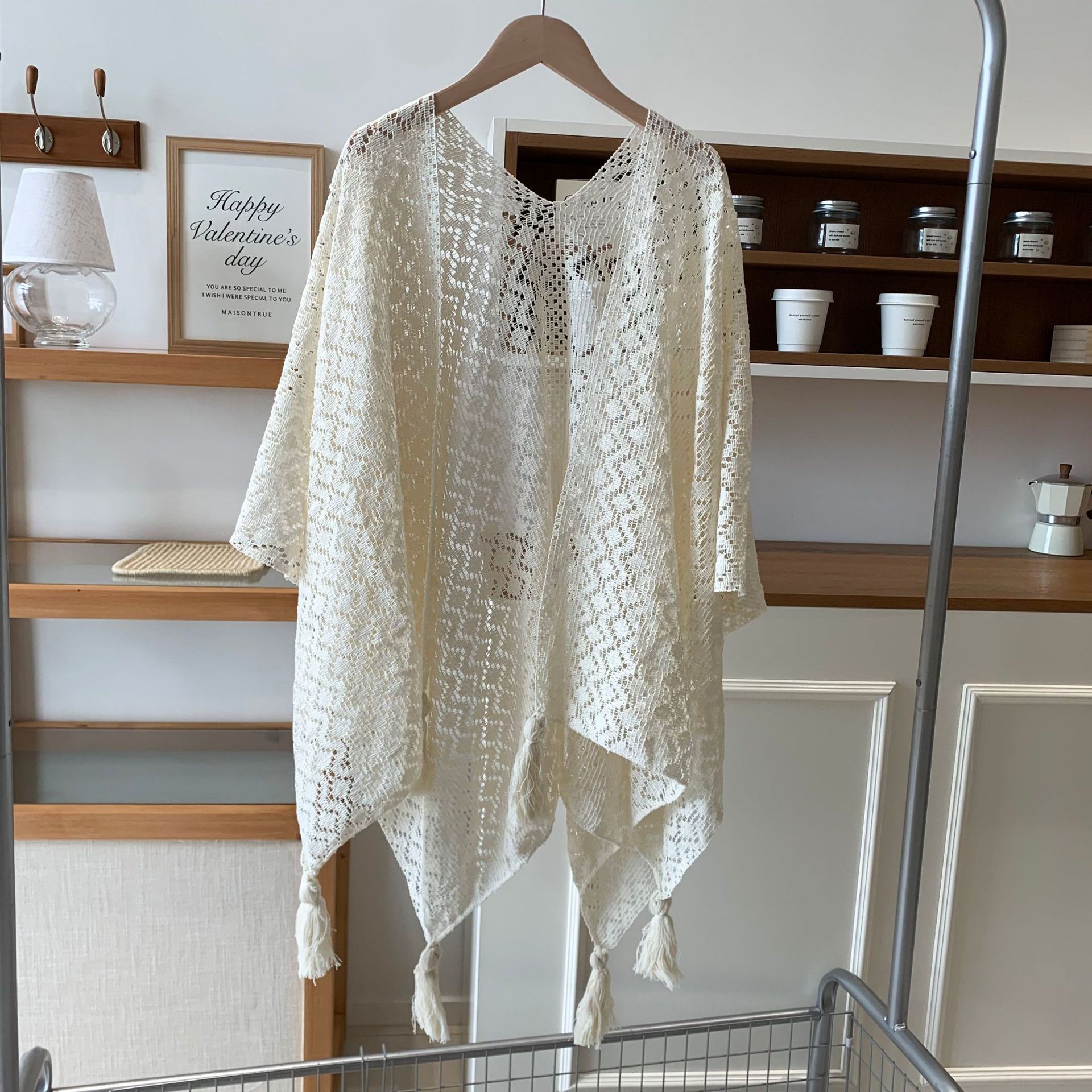 Chal de punto de alta calidad, color opcional, cárdigan hueca, borla, capa grande, chaleco pequeño, fábrica personalizada